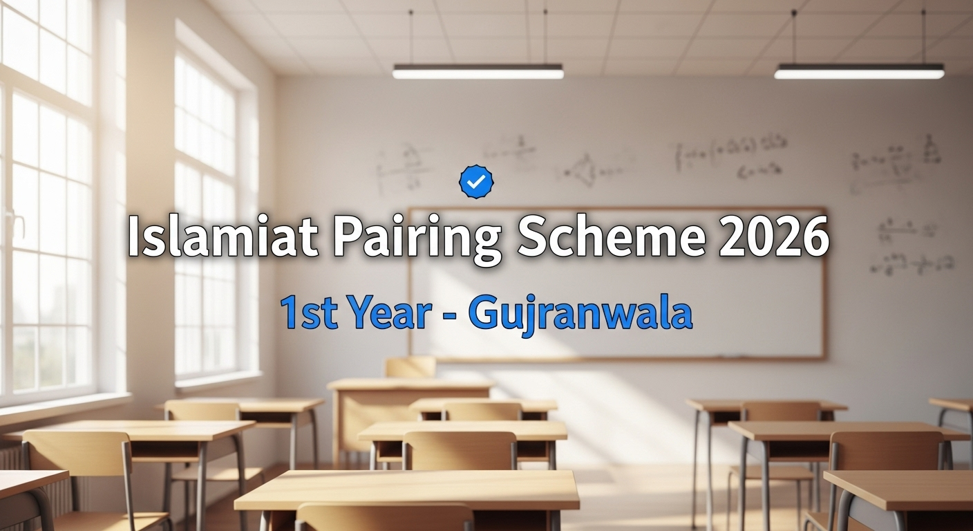BISE Gujranwala Board 1st Year Islamiat Pairing Scheme 2026
