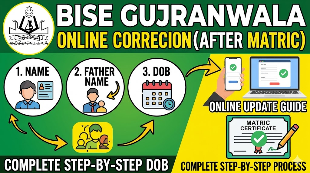 Bise Gujranwala Online Correction After Matric