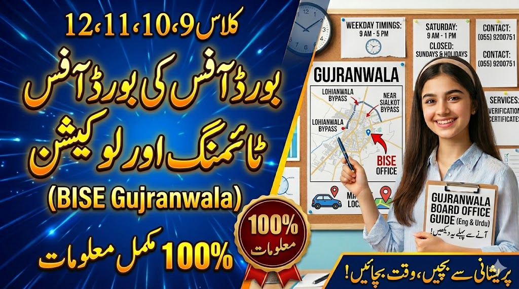 Gujranwala Board Office Timings and Location Map