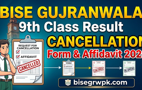 BISE Gujranwala 9th Class Result Cancellation Form & Affidavit 2026