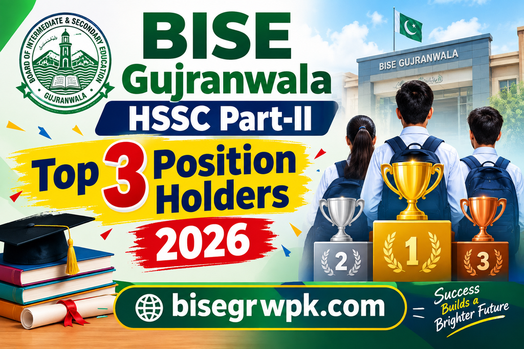 BISE Gujranwala HSSC Part-II Top 3 Position Holders 2026